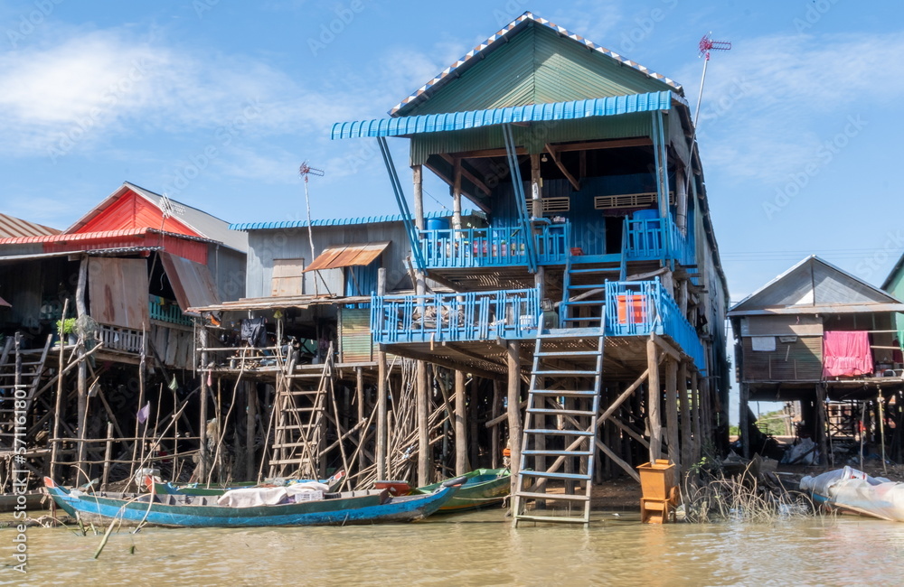 A floating houses on the Tonle Sap lake - close to Siem Reap. Cambodia