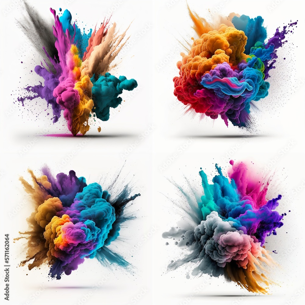 Abstract Colorful Smoke explode, Smooth Colorful Smoke Explosion Created with Generative AI technology