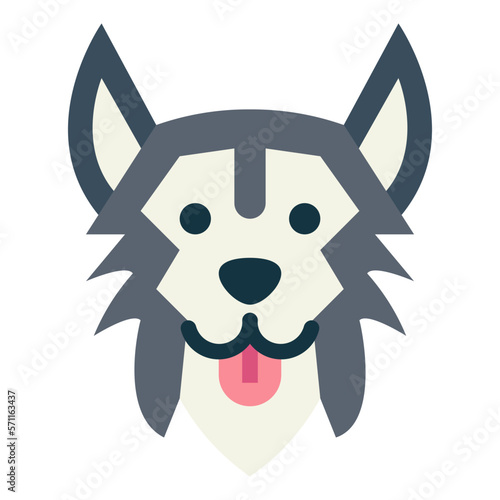 Siberian Husky flat icon style