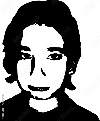 graffiti stencil face. sad face of a little girl. vector art