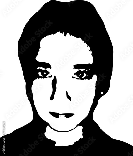 graffiti stencil face. sad face of a little girl. vector art
