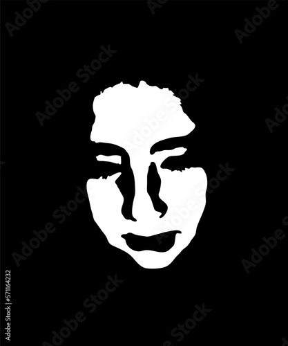 graffiti stencil face. sad face of a little girl. vector art