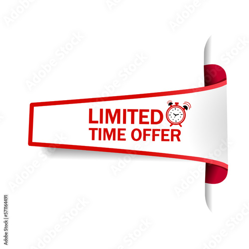 Modern vector banner ribbon limited time offer sale or exclusive deal design. Business concept. Flat vector.
