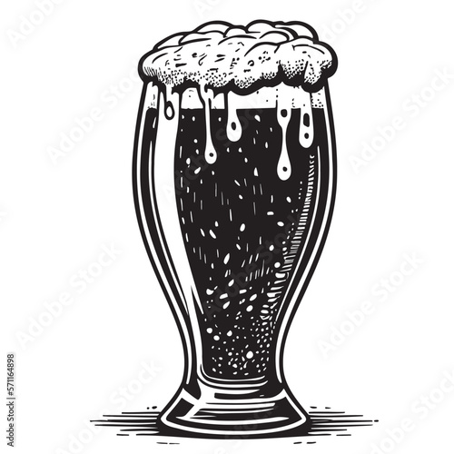 Glass of beer hand drawn sketch Vector illustration