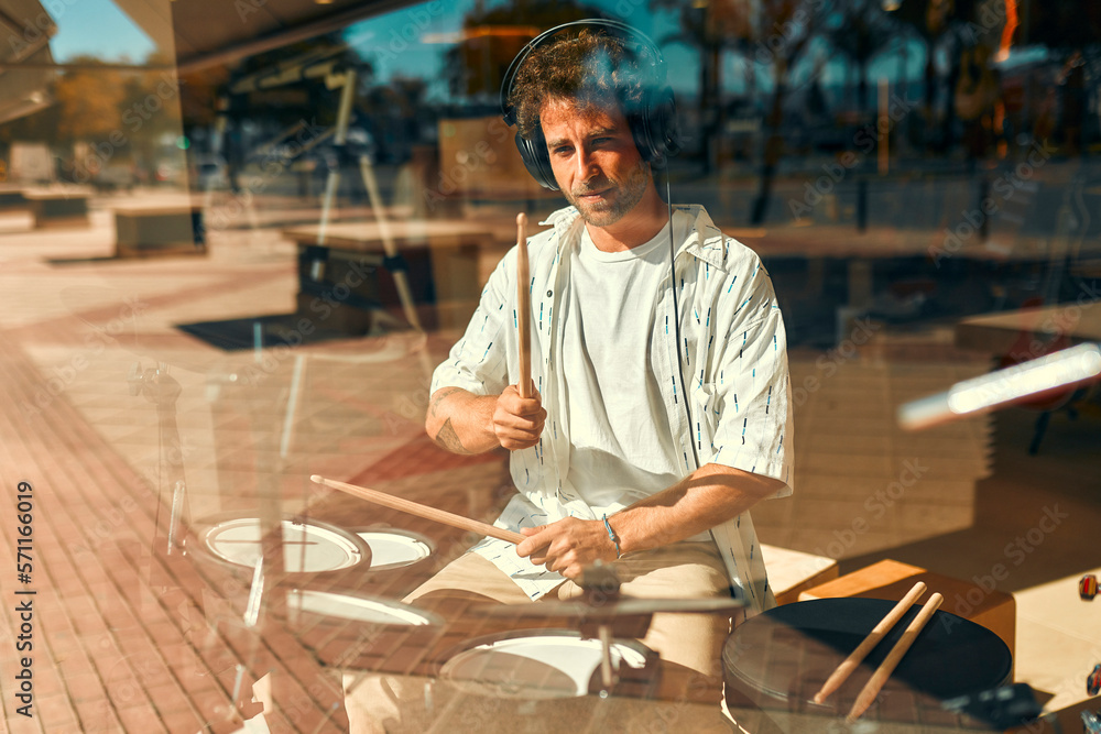 In a musical instrument store In a musical instrument store