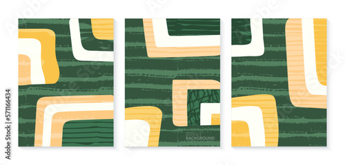 Green abstract map pattern vector illustration. Eco farm field background. Agriculture patchwork poster. Organic farmland card, motley landscape, countryside aerial view. Set of ecology postcard