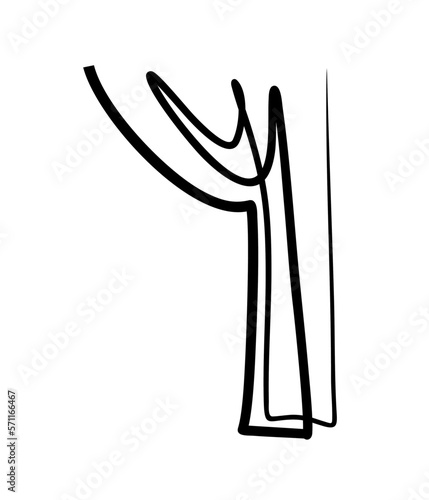 Curtain logo. Textile interior. Vector sketch illustration.
