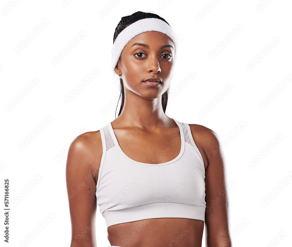 Motivation, focus and success mindset of a woman tennis coach. Indian female sports player ready to start thinking about fitness and exercise training isolated on a png background. Motivation, focus and success mindset of a woman tennis coach. Indian female sports player ready to start thinking about fitness and exercise training isolated on a png background.