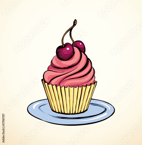 Vector drawing. The hand offers a treacherous treat