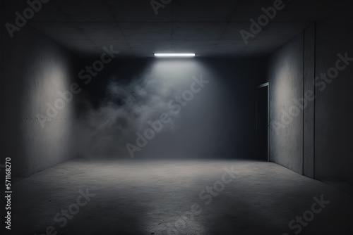 Background of an empty dark and gray studio room  smoke  smog  empty dark scene  neon light  spotlights.concrete floor  interior texture for display products abstract wall background