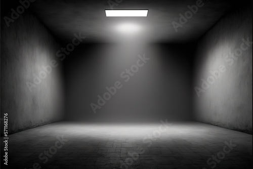 Background of an empty dark and gray studio room, smoke, smog, empty dark scene, neon light, spotlights.concrete floor, interior texture for display products,abstract wall background © Azar