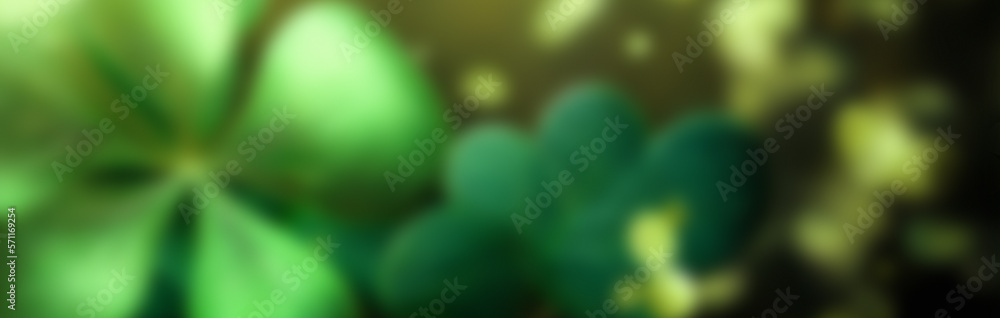 St Patrick day blurred background. Abstract green background decorated with shamrock leaves. St Patrick day blurred background. Abstract green background decorated with shamrock leaves.