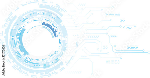Abstract blue computer technology background with circuit board and circle tech.illustration for elements
