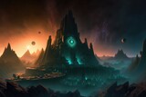 Temple of an Advanced Alien Civilization, Concept Art, Digital Illustration, Generative AI