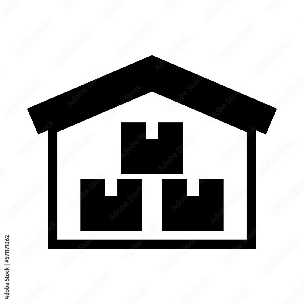 Logistics warehouse and cardboard silhouette icon. Vector. Logistics warehouse and cardboard silhouette icon. Vector.