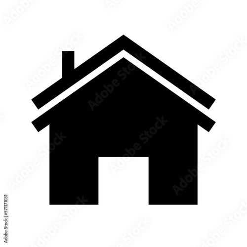 House with chimney silhouette icon. At home. Vector.