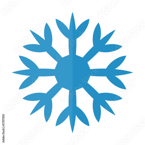 Blue ice crystal icon. Christmas design. Snow crystal. Vector.