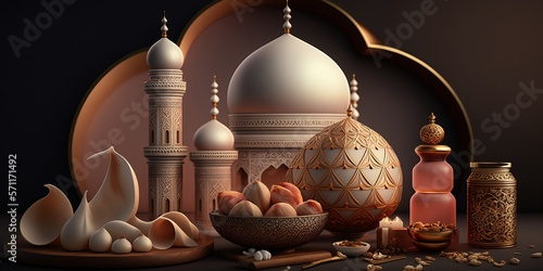 Eid Mubarak Islamic religious background. Generative Ai photo