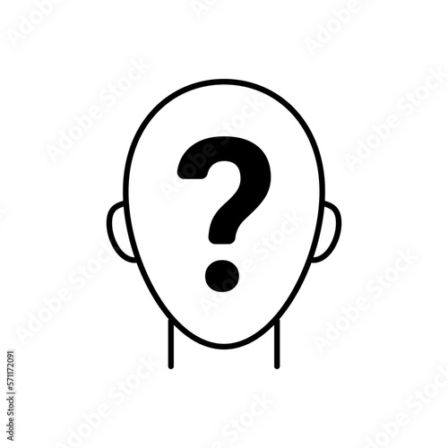 Anonymous, head with sign question, line icon. Who person concept, search suitable candidate, invisible man. Vector illustration