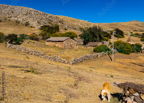 country house built with stone and earth on a sunny day