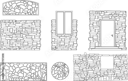 Classic stone masonry illustration vector sketch