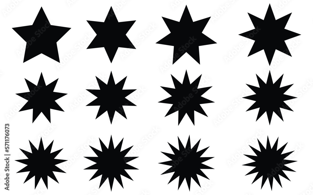 set of star, set of stars, set of black and white stars, set of icon star, set of icon stars, set of stars in black color, Star shapes with different number of rays. Transparent background set of star, set of stars, set of black and white stars, set of icon star, set of icon stars, set of stars in black color, Star shapes with different number of rays. Transparent background
