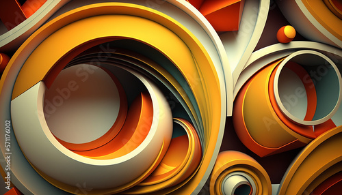 Abstract 3D Background with Circle Waves. Generative AI.