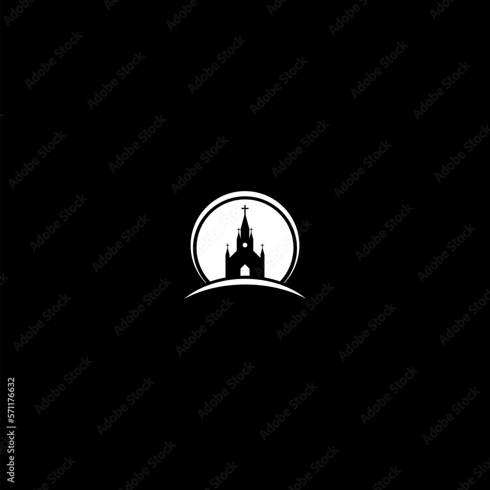 Logo Building Church icon isolated on dark background Logo Building Church icon isolated on dark background