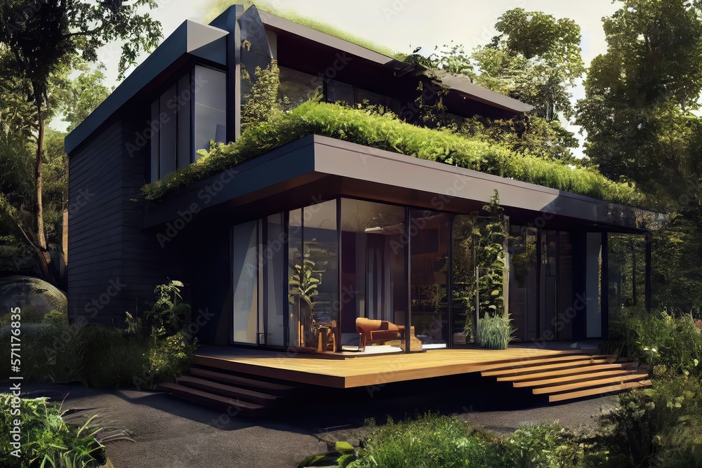 modern home with nature. generative ai. modern home with nature. generative ai.