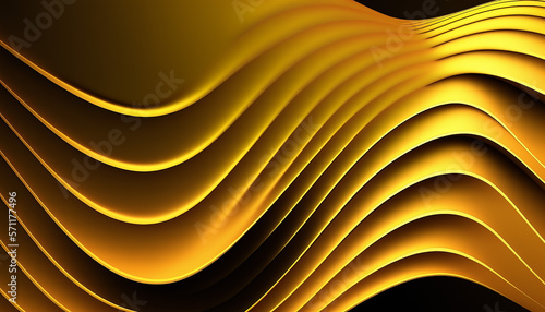 Luxury wave band abstract 3d background surface with gold texture. Generative AI