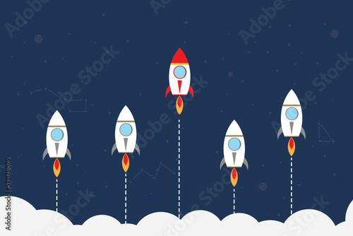 Think differently - Being different, taking risky, move for success in life -The graphic of rocket also represents the concept of courage, enterprise, confidence, belief, fearless, daring,