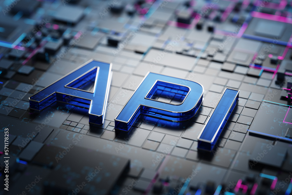 API Application Programming Interface. API inscription on a