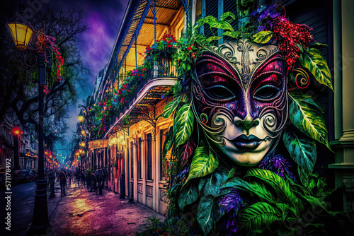 New Orleans masks for Mardi Gras carnival event - Generative AI