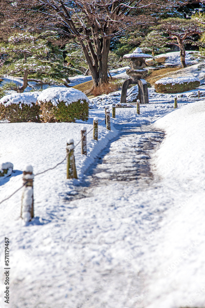 custom made wallpaper toronto digital旧芝離宮恩賜庭園, 雪見燈篭, 冬