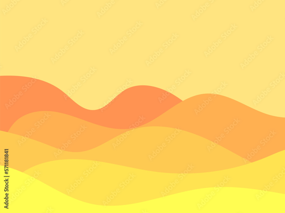 Desert landscape with dunes in a minimalist style. Wavy desert view in flat style. Boho decor for prints, posters and interior design. Mid Century modern decor. Vector illustration Desert landscape with dunes in a minimalist style. Wavy desert view in flat style. Boho decor for prints, posters and interior design. Mid Century modern decor. Vector illustration