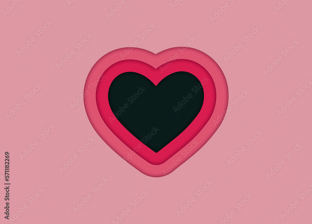 grainy Gradient background. Abstract heart shapes paper cut smooth color composition.
cute love background