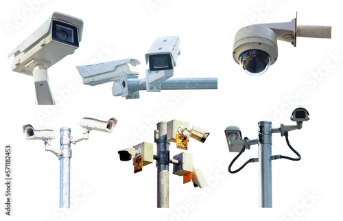 CCTV camera on transparent background Security 24 hours a day and night.
