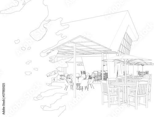 3D illustration of coffee shop