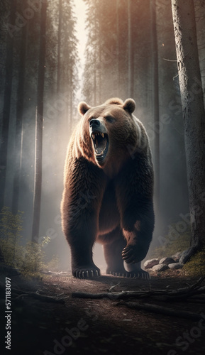 Grizzly Bear, Generative AI, Illustration