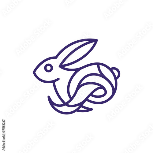 cute rabbit jumping line modern creative design