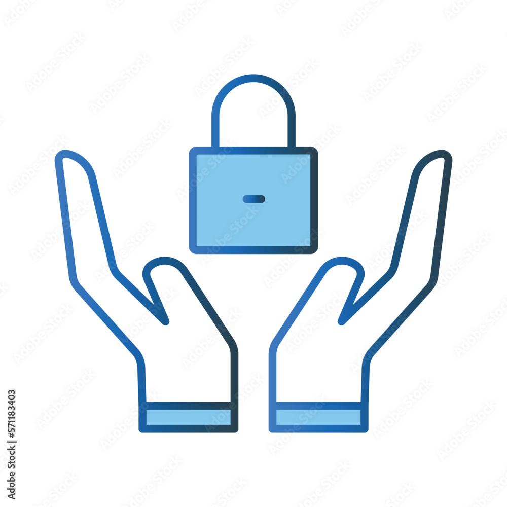 Security icon illustration. Hand icon with padlock. icon related to protection. Lineal color icon style. Simple vector design editable Security icon illustration. Hand icon with padlock. icon related to protection. Lineal color icon style. Simple vector design editable