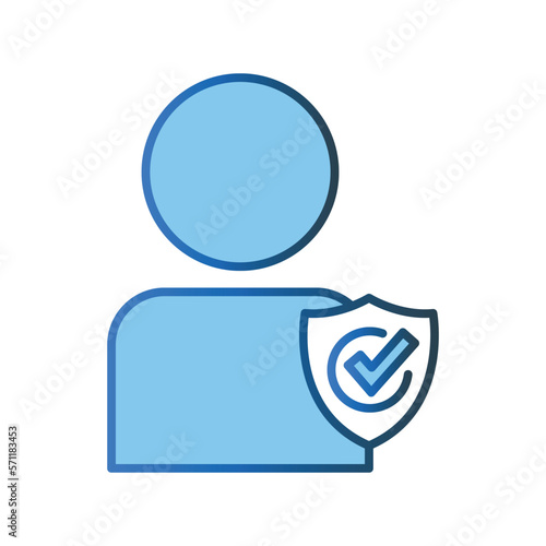 Account protection icon illustration. People icon with shield. icon related to security. Lineal color icon style. Simple vector design editable