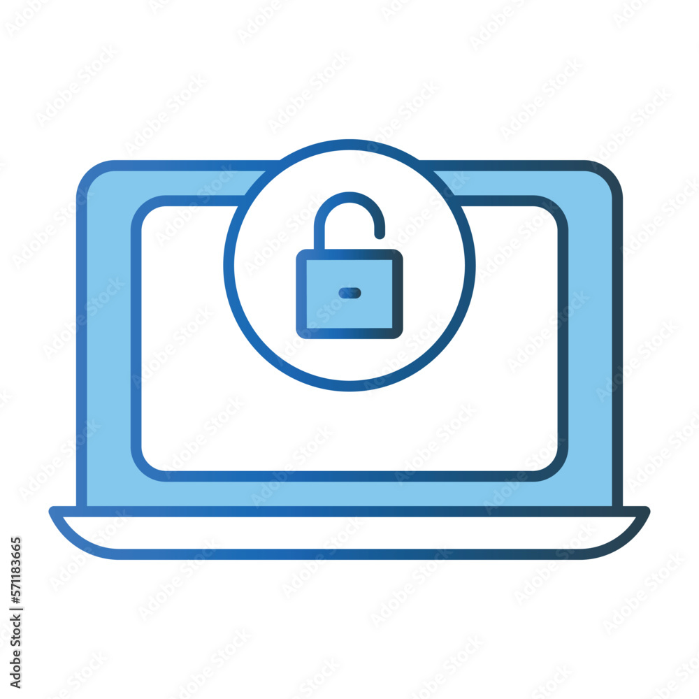 open system icon illustration. Laptop icon with padlock. icon related to security. Lineal color icon style. Simple vector design editable open system icon illustration. Laptop icon with padlock. icon related to security. Lineal color icon style. Simple vector design editable