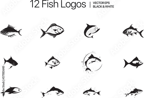Fish logo template. Creative vector symbol of fishing club