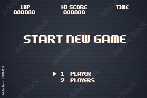 Start a new game background with player selection.8 bit game.retro game.