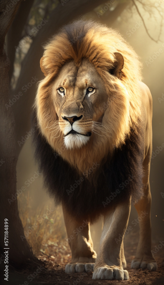 Fototapeta premium Lion, Generative AI, Illustration