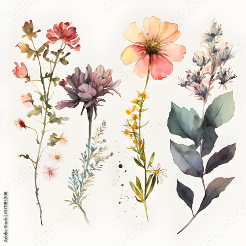 generative ai - illustration of flowers clip art