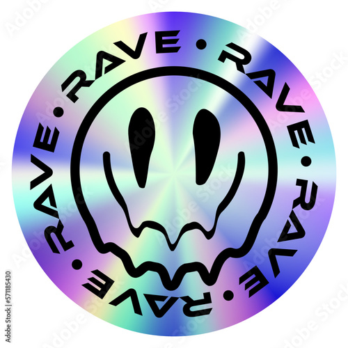 Holographic sticker in trendy retro y2k style for your design. Vector Graphic with textured foil effect. Nostalgia for the 80s, 90s, 2000s