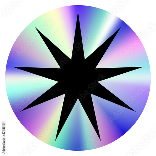 Holographic sticker in trendy retro y2k style for your design. Vector Graphic with textured foil effect. Nostalgia for the 80s, 90s, 2000s