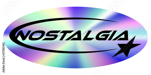 Holographic sticker in trendy retro y2k style for your design. Vector Graphic with d foil effect. Nostalgia for the 80s, 90s, 2000s